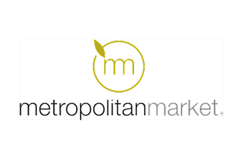 Metropolitan Market logo with lowercase text and colorful “mm” inside a circular design featuring a green leaf.