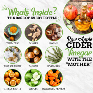 Garden DETOX Apple Cider Vinegar Fire Cider Tonic + 14 Whole Fresh Ingredients for cleansing the whole body. Fresh and Full Strength.